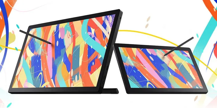 Wacom Cintiq en dos tamaños, con ilustración a color en pantalla